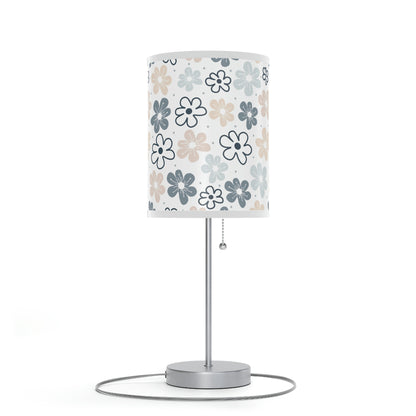 pink and blue floral baby nursery lamp, blue and pink nursery table lamp