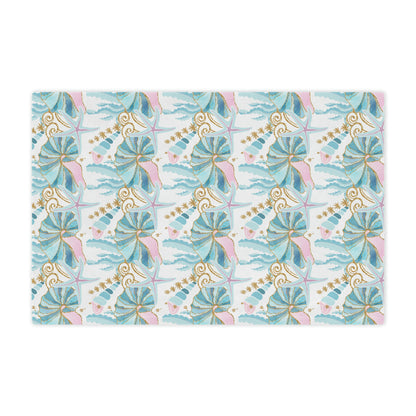 Plush Throw Blanket - Blue Pink Seashells