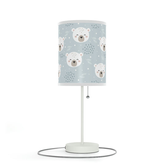 polar bear nursery table lamp, blue polar bear baby nursery lamp