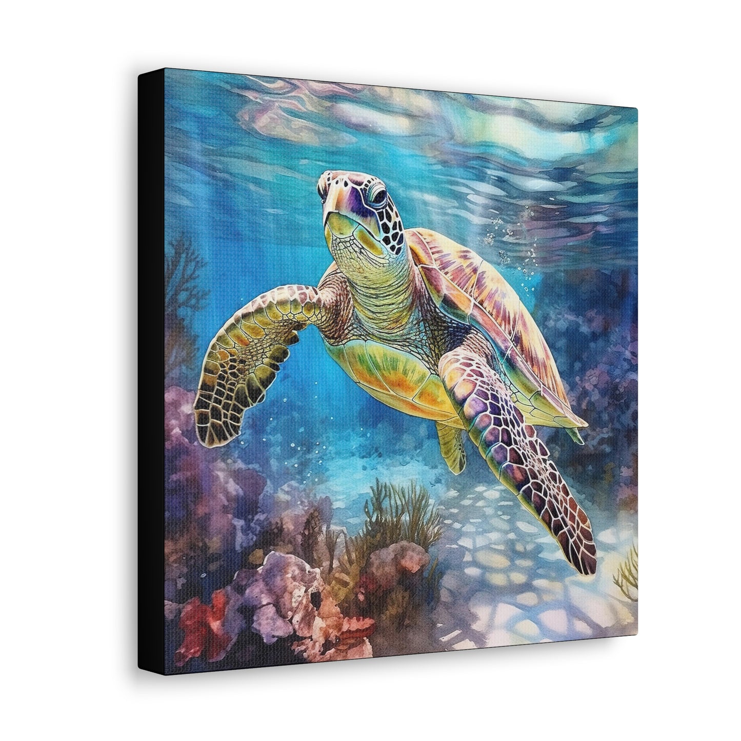 marine turtle canvas art, sea turtle canvas wall decor
