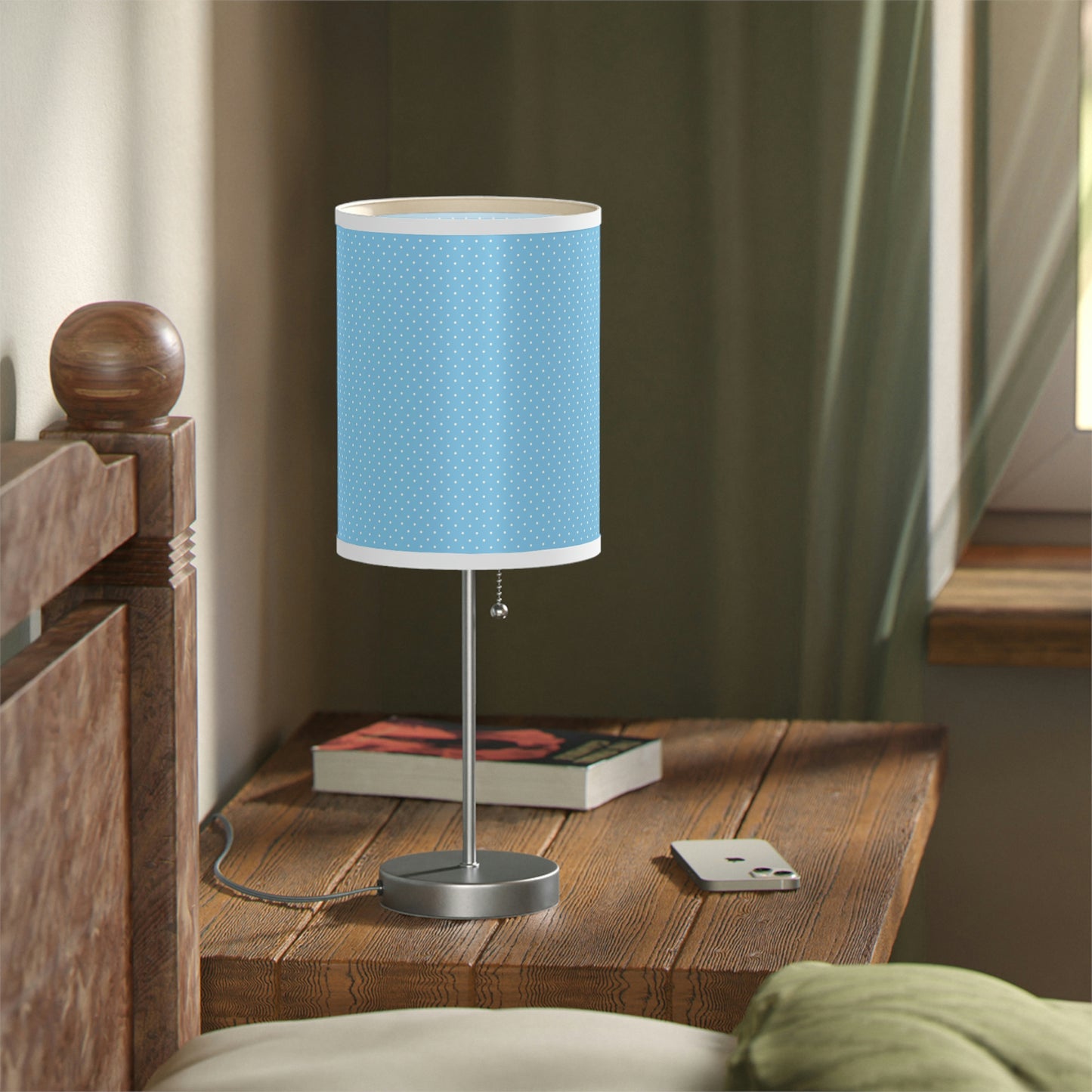 polka dot blue nursery table lamp, blue polka dot nursery lamp