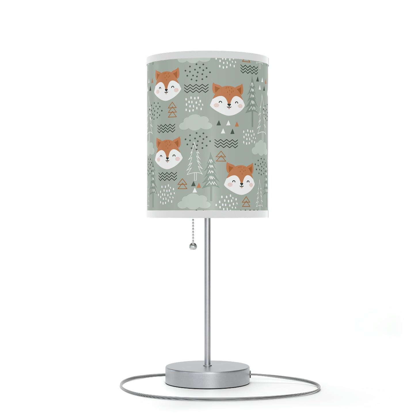 green fox nursery table lamp, green woodland fox baby nursery lamp