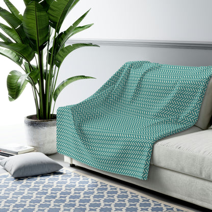 green retro pattern sherpa blanket, green sherpa blanket with retro pattern