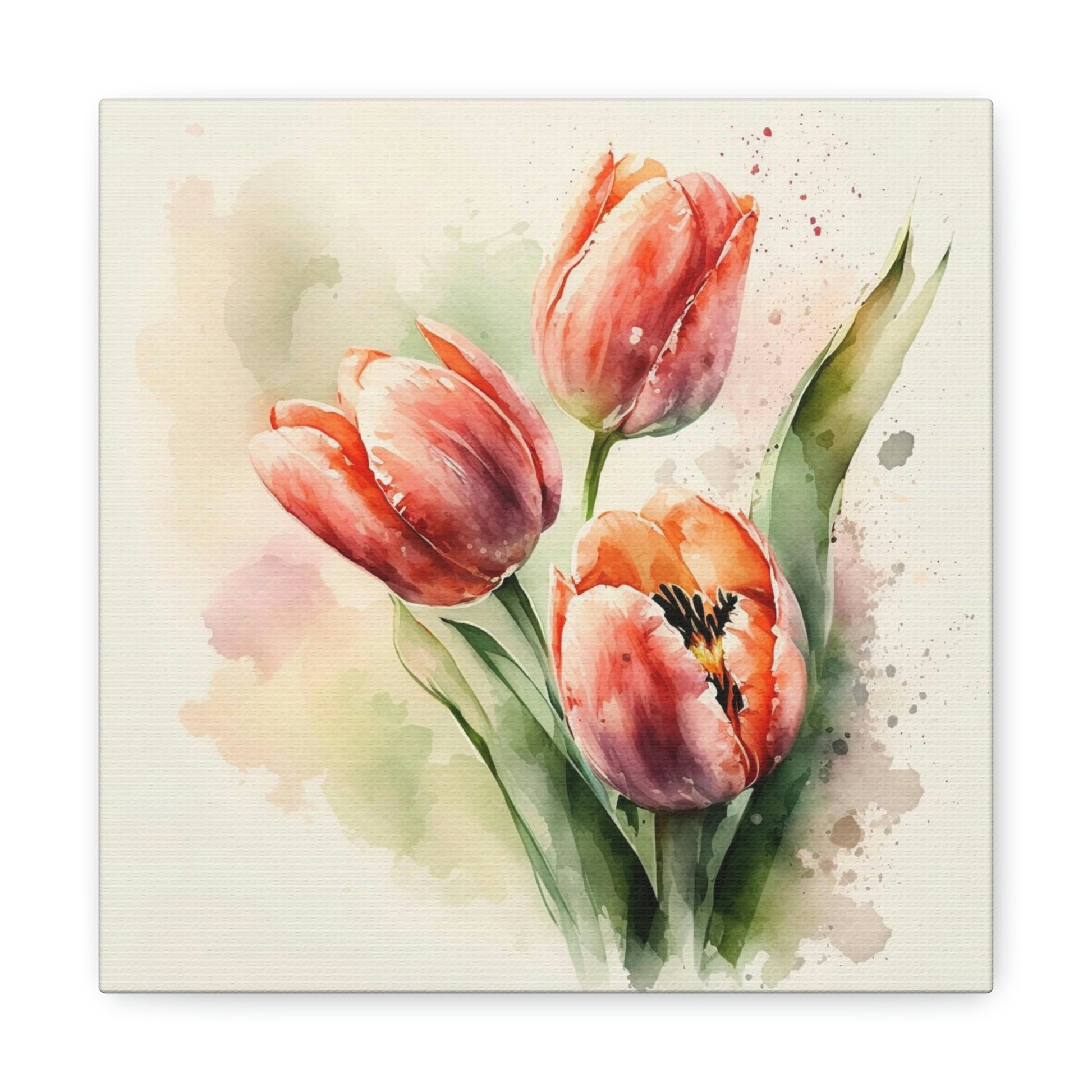 decorate with this beautiful watercolor tulip canvas art print, watercolor floral canvas decor, tulip canvas wall art for any room