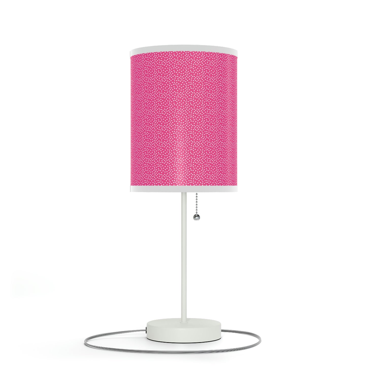 pink nursery table lamp, pink speckled baby nursery lamp