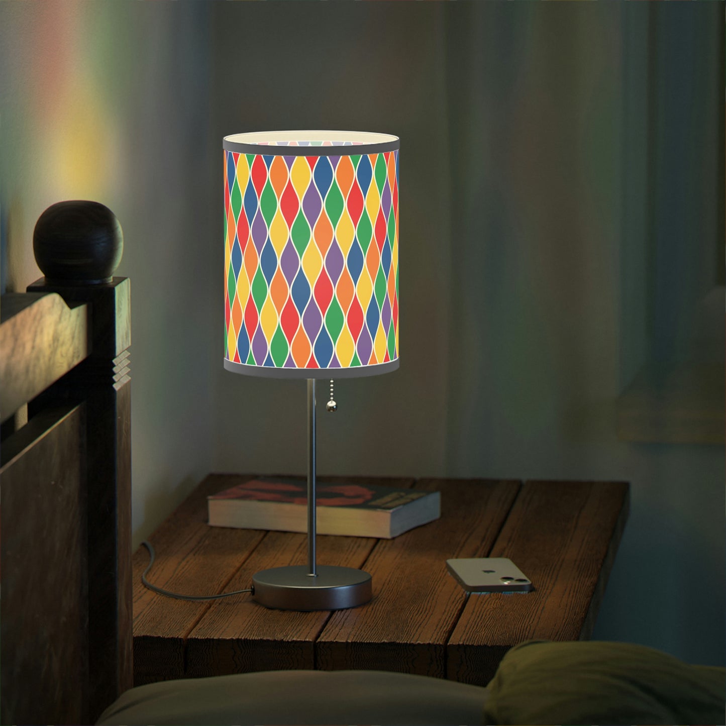 rainbow diamond nursery table lamp, rainbow diamond baby nursery lamp, rainbow lamp in a kids room