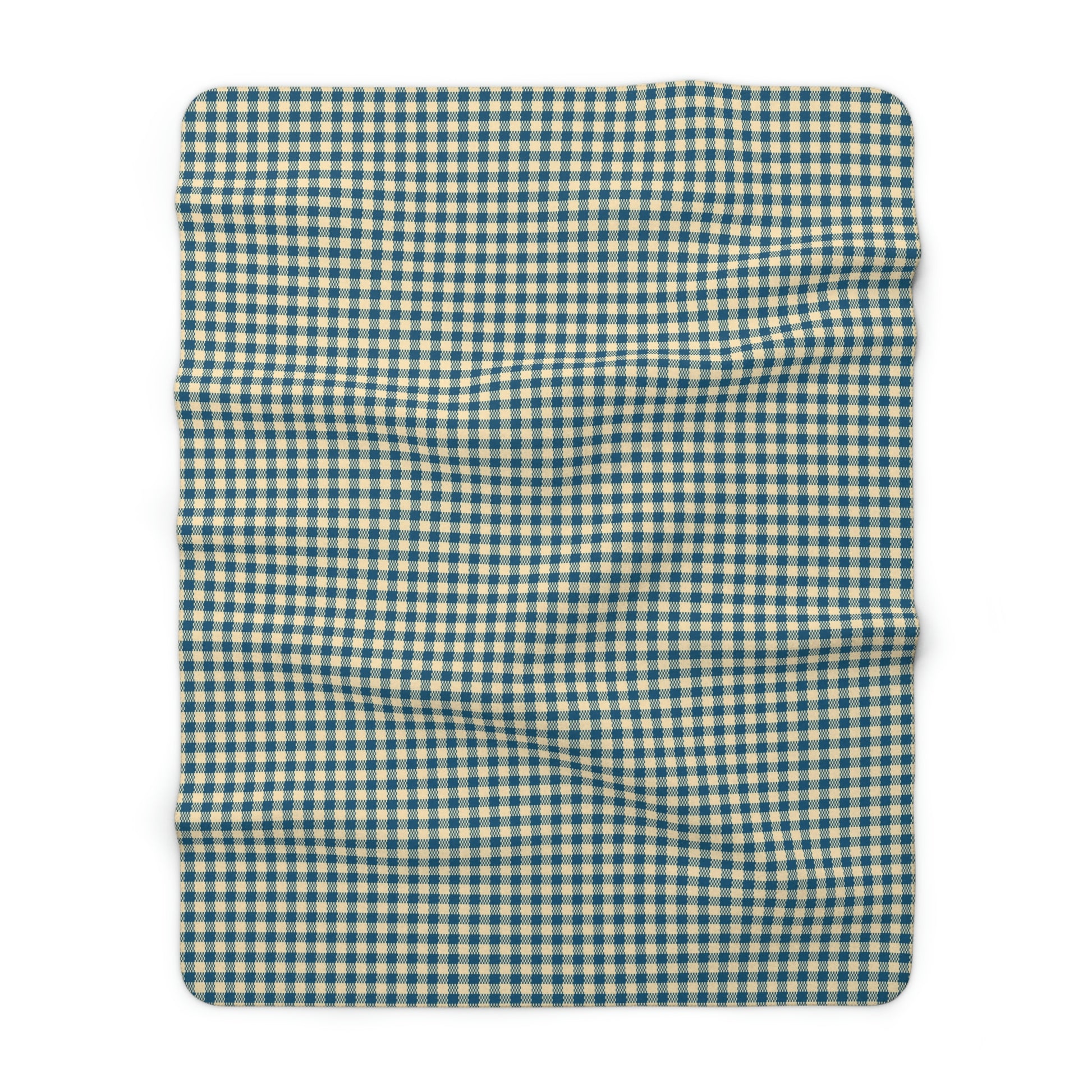 blue plaid sherpa blanket, retro blue gingham sherpa blanket, blue gingham pattern sherpa blanket